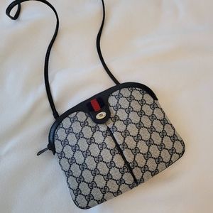 GUCCI Navy & Red Stripe Web Ophidia purse